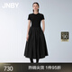 JNBY/江南布衣春夏連衣裙氣質(zhì)赫本風(fēng)修身拼接X(jué)型短袖小黑裙5O4G14470 001/本黑 M