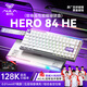 狼蛛（AULA）HERO 84HE磁軸鍵盤RT電競游戲75配列客制化機(jī)械有線RGB霓虹燈箱五層填充網(wǎng)頁驅(qū)動(dòng)無畏契約8K回報(bào)率 白紫雙拼正刻【黑皇磁軸】-鋁合金定位板