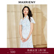MAXRIENY改良新中式珠扣連衣裙掛脖魚尾裙子中長款 藍花 S 01/34