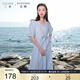 三彩大碼女裝2025夏新款上衣半身裙兩件套裝肌理感V領(lǐng)中袖收腰胖MM