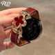 【真皮】適用華為gt6手表帶gt5新款watch5女款四葉草pro磁吸扣gt4 【金扣酒紅】真皮+花朵磁吸扣 GT6/5/4【41/42mm表盤(pán)】接口18mm
