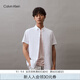 Calvin Klein Jeans夏季男士休閑通勤ck刺繡字母舒適短袖襯衫外套J324459 YAF-月光白 S
