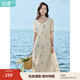 茵曼（INMAN）文藝清新連衣裙2025夏季女裝新款花邊桃心領收腰泡泡袖長裙 悠蘭杏 M