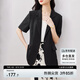 尚都比拉立體垂順夏季休閑短袖西裝外套女高級(jí)感通勤小西服 黑色 S 