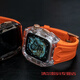 完壯適用于查理德iwatchs10蘋(píng)果手表帶applewatch987代se男ultra2一體保護殼 橙色拼透明殼 【表帶+表殼一體】 S10  46mm(10代)