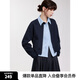 ELLE藏青色立領(lǐng)寬松短外套女2025春季新款設(shè)計(jì)感拉鏈時(shí)髦休閑上衣 藏青 S