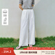 茵曼度假風(fēng)萊賽爾闊腿褲2025夏季女裝新款休閑松緊腰寬松氣質(zhì)褲子 云朵白 （微透建議穿膚色打底） M