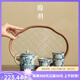 陶羽仿宋汝窯元青花直身壺陶瓷泡茶壺茶杯帶茶盤一壺三杯功夫茶具整套 元青花直身壺一壺兩杯+主人杯+盤