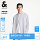 杰克·瓊斯（JACK&JONES）百搭時(shí)尚簡(jiǎn)約潮條紋logo織布尖領(lǐng)長(zhǎng)袖襯衫外套上衣男裝225205003 A06本白色 常規(guī) M