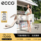愛(ài)步（ECCO）一字帶涼鞋女 倪妮同款夏季高跟增高涼鞋羅馬涼鞋  塑雅213343 石灰色21334301378（牛皮革）   36 （偏大，建議選小一碼）