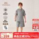 英氏（YEEHOO）男童套裝兒童短袖短褲兩件套衣服夏季運(yùn)動(dòng)學(xué)院風(fēng)夏裝新款中大童裝 法式學(xué)院 花灰 160