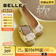 百麗（Belle）蝴蝶結(jié)扣平跟單鞋女商場同款舒適單鞋B7H1DCQ4 米白/杏 38 (240mm)