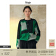 旅途原品（ltyp）羊毛馬海毛幾何撞色提花毛衣/開(kāi)衫寬松針織衫女秋季 毛織開(kāi)衫-幻彩綠 M