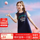 ASK JUNIOR女童連衣裙2025夏裝兒童字母印花假兩件學(xué)院風(fēng)T恤裙 藏青色 140