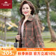 俞兆林（YUZHAOLIN）2025新款中老年人春秋外套女媽媽裝短款洋氣減齡毛呢奶奶格子上衣 桔格 XL  【90-105斤穿】