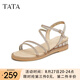 他她（TATA）絕美坡跟涼鞋女外穿一字帶時(shí)裝涼鞋夏季新款7UA03BL4 金色 36