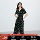 紅袖波點(diǎn)收腰連衣裙夏季2024新款女裝V領(lǐng)顯瘦減齡氣質(zhì)黑色顯白雪紡裙 黑底米點(diǎn)818 M