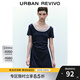 UR2025夏季新款女裝撞色拼接假兩件褶皺短袖連衣裙UYV750016 藏青 L