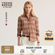 Teenie Weenie小熊女裝襯衫2025年秋季新款知識(shí)分子風(fēng)格紋翻領(lǐng)襯衫 棕色 S