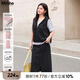 MsShe【撞色假兩件連帽短袖T恤半身裙套裝】大碼女裝2025夏裝胖mm 純色款-黑色現(xiàn)貨 3XL
