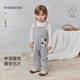 babylove【清倉】寶寶背帶褲春秋休閑長(cháng)褲嬰兒連體褲貼布洋氣外出百搭褲子 淺麻灰 90