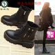 啄木鳥(niǎo)馬丁靴女鞋子2025新款韓版加絨秋冬高幫棉鞋女靴子高跟中筒靴ins 黑色-單里 37