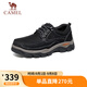 駱駝（CAMEL）磨砂牛皮男士工裝大頭休閑皮鞋 G13A307163 黑色 42 