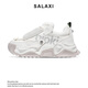莎萊茜（SALAXI）2025新款情侶厚底登山徒步情侶老爹鞋男網(wǎng)面透增高氣運(yùn)動(dòng)休閑鞋女 白色 34 【女款】