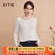 愛特愛（EITIE）V領(lǐng)顯瘦舒適純色針織衫秋季新款大牌女裝羊毛衫上衣D2401409 珍珠白11 L 165