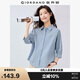 佐丹奴知識分子風(fēng)襯衫女純棉府綢破骨連肩中袖襯衣女05345463