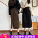 歐貝汐半身裙女春夏春秋冬季新款高腰中長(cháng)款秋款開(kāi)叉黑色包臀A字裙女 黑色 M