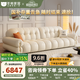 冬熊棉花糖真皮沙發(fā)法式奶油風(fēng)客廳小戶型輕奢白色鋼琴鍵云朵沙發(fā) 【電動沙發(fā)床】2.9米【雙電機(jī)】 進(jìn)口納帕牛皮：記憶棉+6CM紫羅蘭