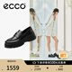 愛步（ECCO）七夕禮物 厚底樂福鞋女倪妮同款英倫風(fēng)一腳蹬增高鞋 蹤跡220723 黑色22072301001 36 （尺碼偏?。? title=