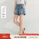 茵曼（INMAN）涼感萊賽爾休閑牛仔褲2025夏季女裝新款松緊后腰顯瘦寬松短褲 牛仔藍 26