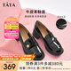 他她（TATA）氣質(zhì)粗跟單鞋女鞋白色英倫樂福鞋小皮鞋秋新7A520CA4 黑色 37