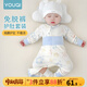 優(yōu)奇嬰兒衣服寶寶純棉護肚內(nèi)衣套裝春秋新生兒睡衣秋衣秋褲分體兩件套 春秋【純棉】印花藍 80