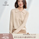 帕什【新款】羊絨衫女POLO領(lǐng)絞花系扣100%山羊絨寬松針織毛衣PS-132 無(wú)染色米駝 XL （130-150斤）