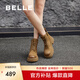 百麗（Belle）七夕禮物百搭馬丁靴女商場同款真皮戶外徒步短靴B8P1DDD4 棕色 37 (235mm)
