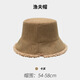 玉柳緣 帽子女冬秋季仿羊羔毛漁夫帽百搭雙面字母毛絨盆帽簡(jiǎn)約保暖帽子 雙面可戴-卡其色 頭圍約54-58CM
