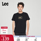 Lee25新品經(jīng)典日常字母Logo印花摩登中性男女同款短袖T恤休閑潮流 黑色2 XL