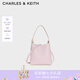 CHARLES&KEITH25秋新品吸扣式托特包手提子母水桶包七夕禮物CK2-10782671 Cotton Candy Pink棉花糖粉 S