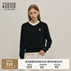 Teenie Weenie小熊女裝冬裝V領(lǐng)學(xué)院風(fēng)休閑通勤毛衣套頭針織衫女 黑色 M 165