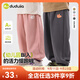 嘟嘟家【萌趣印花】?jì)和澴忧锛灸型\動(dòng)褲秋裝女童休閑褲寶寶跑步長(cháng)褲 粉色 110