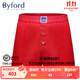 百富（BYFORD）男士港產(chǎn)進(jìn)口平角褲棉柔軟男內褲中腰四角無(wú)痕運動(dòng)商場(chǎng)同款MW935 MW935紅色-前禁一片布舒適- 1條 L