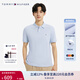 TOMMY HILFIGER【潮流多色】夏季男裝珠地棉商務休閑純色短袖T恤翻領POLO22109 淺藍色C1O L (推薦：150-165斤)