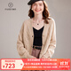 帕什 羊絨衫女開(kāi)衫100%山羊絨秋冬V領(lǐng)加厚寬松針織外套 MC-2339 淺駝色 均碼