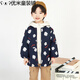 兒童羽絨服罩衣羽絨服兒童羽絨服罩衣兒童防水罩衣秋冬男寶寶洋氣外穿服防臟罩衫幼兒園吃飯護衣兜 丈青底小手 110碼 建議100高左右