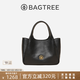 BAGTREE包包樹(shù)墩墩包輕奢品牌新款植鞣牛皮菜籃子手提水桶包單肩斜挎女包 黑色【贈可拆卸內袋】 高級小眾生日禮物女