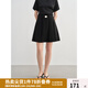 獨(dú)束大碼女裝高腰壓褶休閑A字短裙2025夏微胖MM設(shè)計(jì)感短款半身裙 赫本黑 XL （尺碼：3）