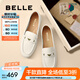 百麗（Belle）秀氣樂(lè)福鞋女2025秋新商場(chǎng)同款質(zhì)感羊皮通勤樂(lè)福鞋E3C1DCA5 米白 38